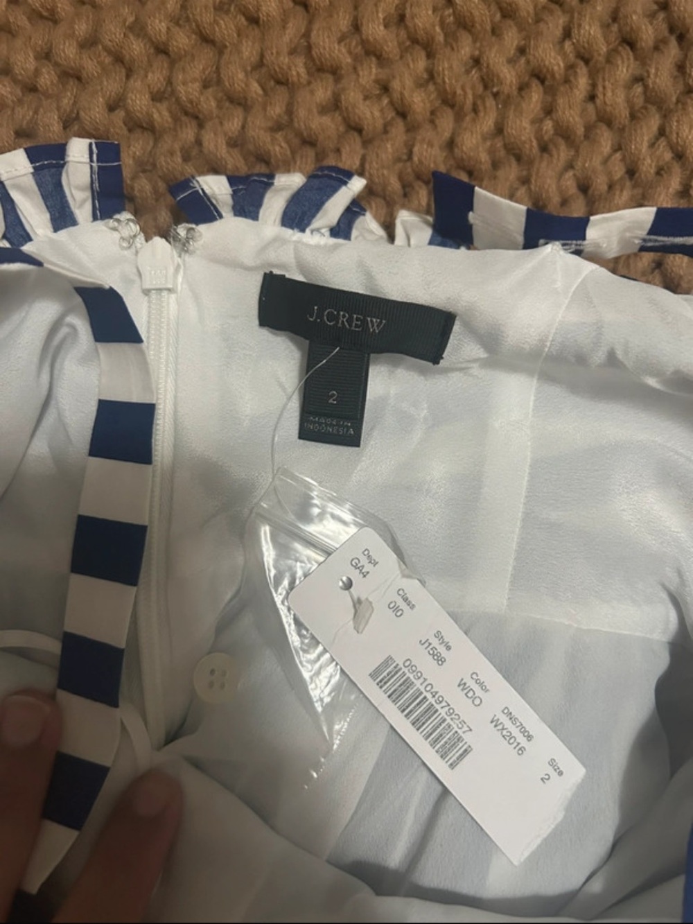 NWT J. Crew Striped Blue and White Maxi Sundress with Tie Waist - Picture 3 of 3